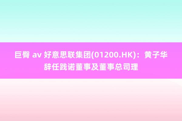 巨臀 av 好意思联集团(01200.HK)：黄子华辞任践诺董事及董事总司理