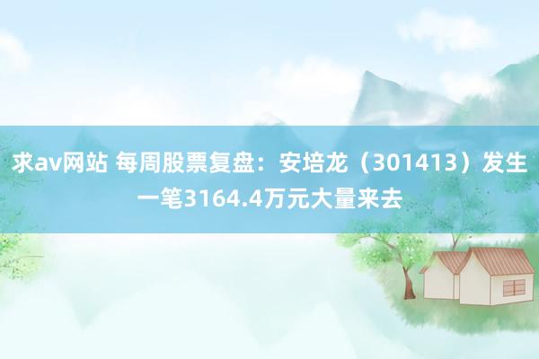 求av网站 每周股票复盘：安培龙（301413）发生一笔3164.4万元大量来去