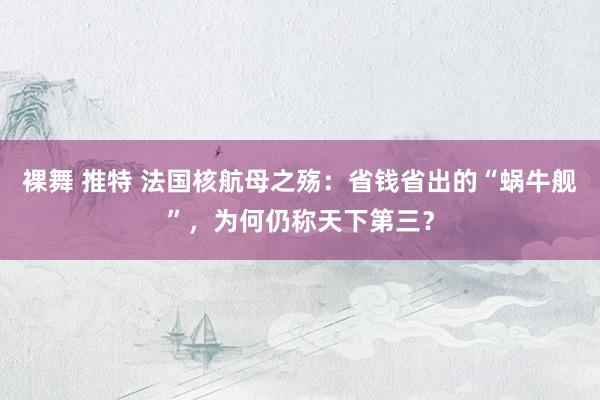 裸舞 推特 法国核航母之殇：省钱省出的“蜗牛舰”，为何仍称天下第三？
