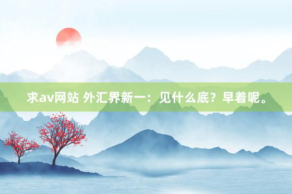 求av网站 外汇界新一：见什么底？早着呢。