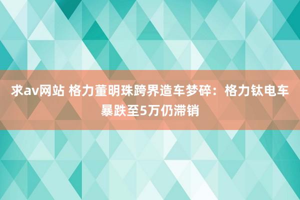 求av网站 格力董明珠跨界造车梦碎：格力钛电车暴跌至5万仍滞销