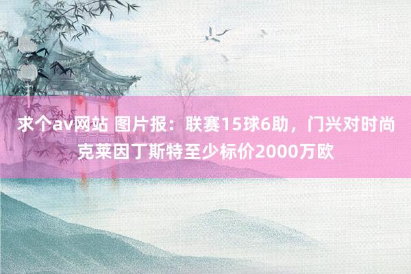 求个av网站 图片报：联赛15球6助，门兴对时尚克莱因丁斯特至少标价2000万欧