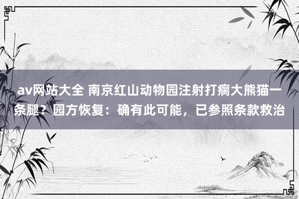 av网站大全 南京红山动物园注射打瘸大熊猫一条腿？园方恢复：确有此可能，已参照条款救治