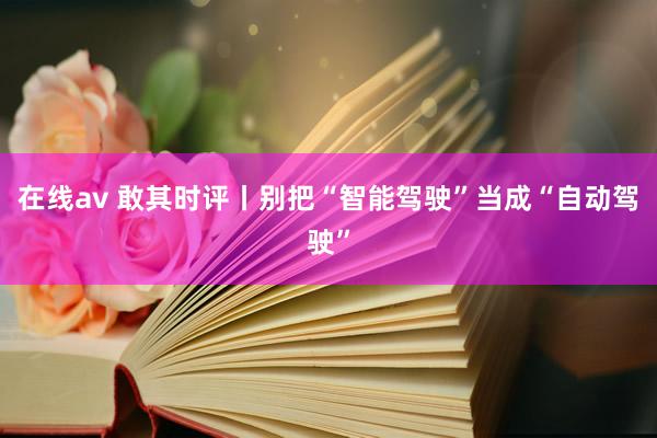 在线av 敢其时评丨别把“智能驾驶”当成“自动驾驶”