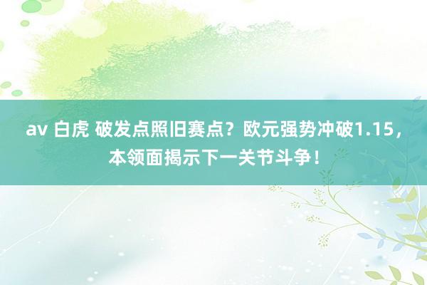 av 白虎 破发点照旧赛点？欧元强势冲破1.15，本领面揭示下一关节斗争！