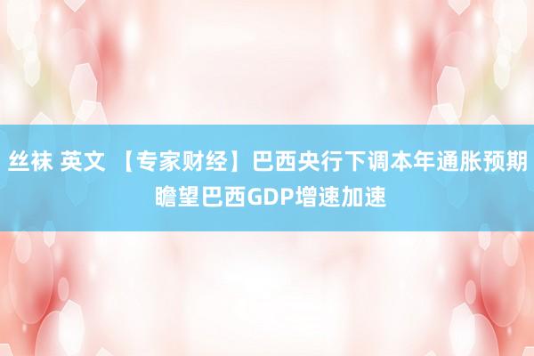丝袜 英文 【专家财经】巴西央行下调本年通胀预期 瞻望巴西GDP增速加速