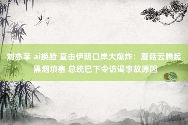 刘亦菲 ai换脸 直击伊朗口岸大爆炸：蘑菇云腾起 黑烟填塞 总统已下令访谒事故原因