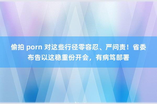 偷拍 porn 对这些行径零容忍、严问责！省委布告以这稳重份开会，有病笃部署